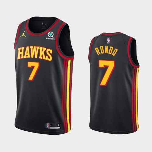 Men's Atlanta Hawks Rajon Rondo #7 2020-21 Statement Black Jersey