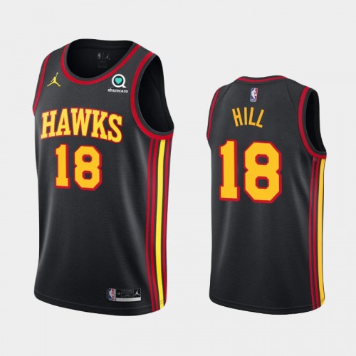 Men's Atlanta Hawks Solomon Hill #18 2020-21 Statement Black Jersey