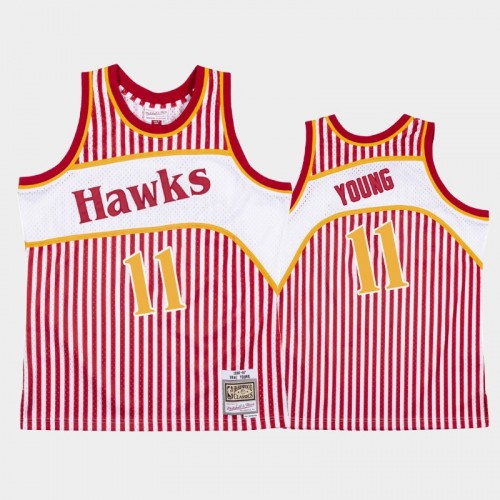 Atlanta Hawks #11 Trae Young Striped Red 1986-87 Jersey