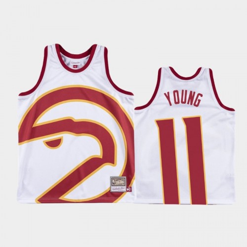 Atlanta Hawks #11 Trae Young White Big Face Jersey - Hardwood Classics