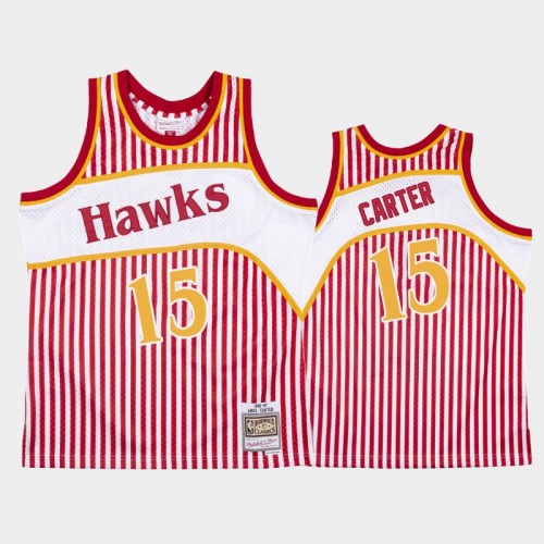 Atlanta Hawks #15 Vince Carter Striped Red 1986-87 Jersey