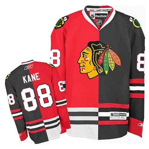 Patrick Kane #88 Red/Black Split Fashion Jersey