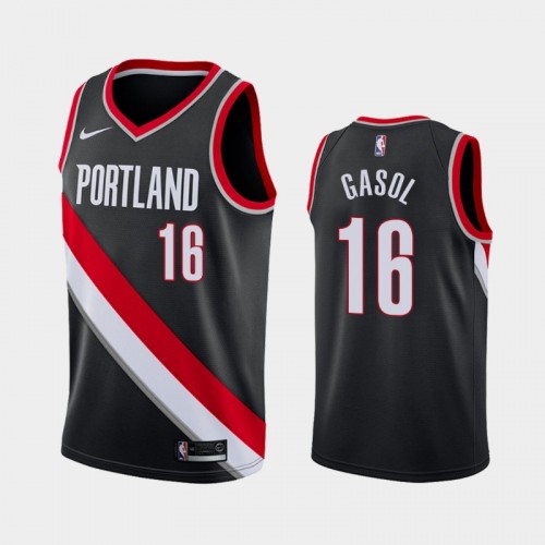 Men's Portland Trail Blazers #16 Pau Gasol Black Icon Jersey