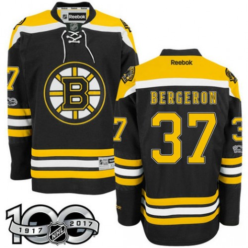 #37 Patrice Bergeron Black 2017 Anniversary Patch Player Jersey