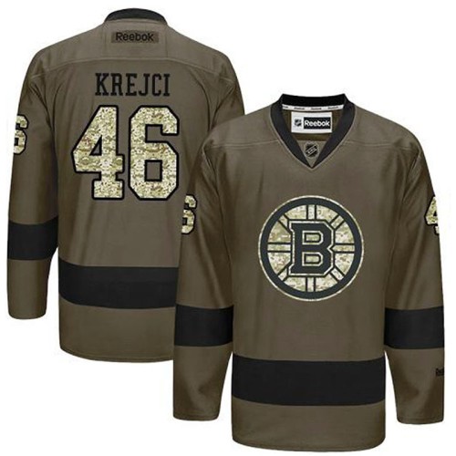 David Krejci #46 Green Camo Player Jersey
