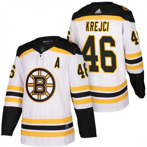 #46 David Krejci White 2018 Season Authentic Team Away Jersey