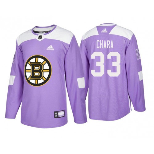 #33 Zdeno Chara Purple 2018 Authentic Hockey Fights Cancer Jersey