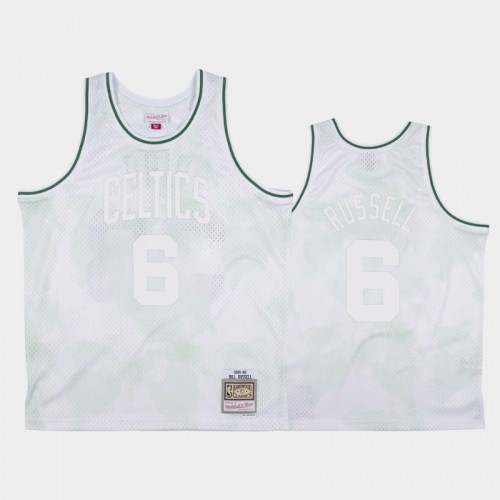 Boston Celtics #6 Bill Russell White 1985-86 Cloudy Skies Jersey - Hardwood Classics