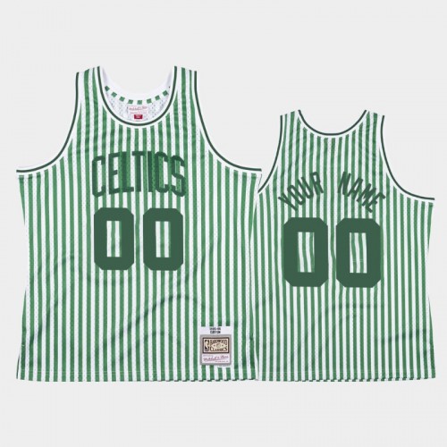 Boston Celtics #00 Custom Striped Green Jersey