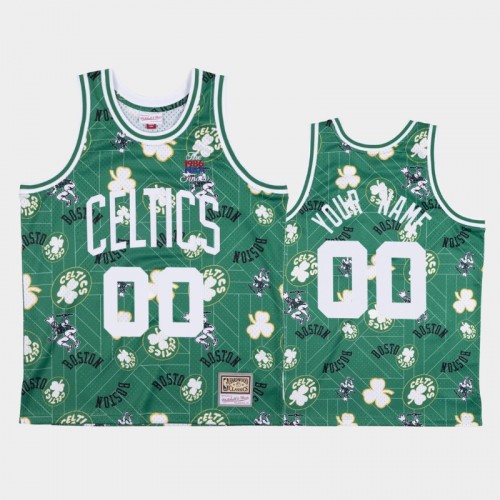 Custom Boston Celtics #00 Green Tear Up Pack Hardwood Classics Jersey