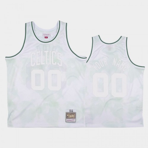 Boston Celtics #00 Custom White 1985-86 Cloudy Skies Jersey - Hardwood Classics