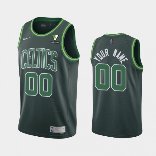 Men's Boston Celtics #00 Custom 2021 Earned Vistaprint Patch Green Jersey