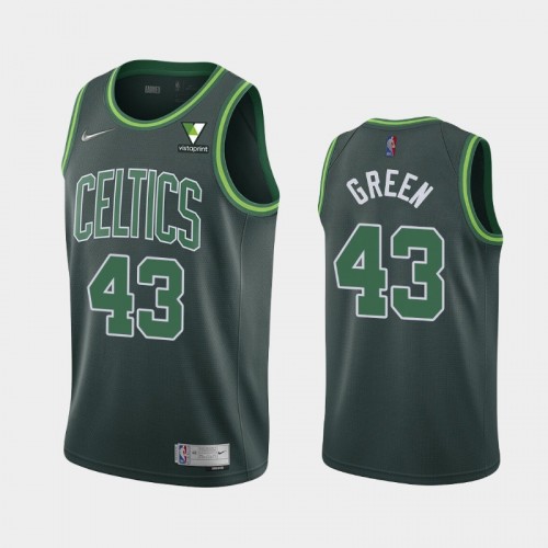 Men's Boston Celtics #43 Javonte Green 2021 Earned Vistaprint Patch Green Jersey