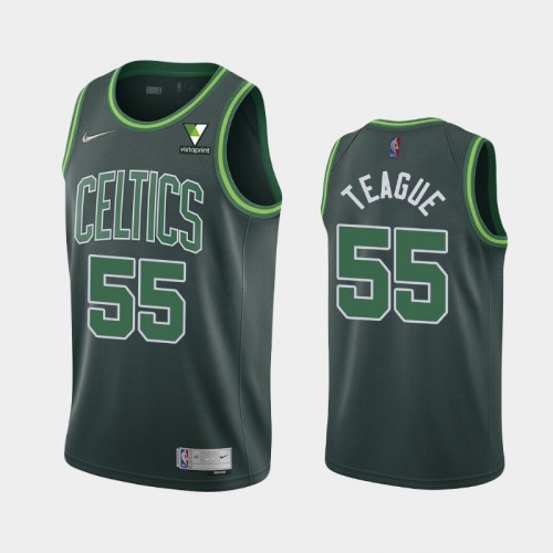 Men's Boston Celtics #55 Jeff Teague 2021 Earned Vistaprint Patch Green Jersey