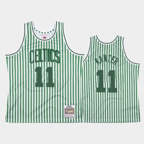 Boston Celtics #11 Enes Kanter Striped Green Jersey
