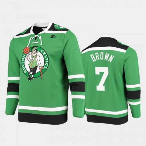 Men's Boston Celtics #7 Jaylen Brown Pointman Hockey Kelly Green Fashion Jersey