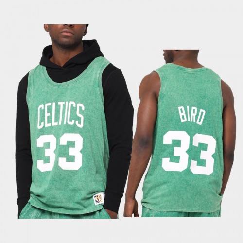 Boston Celtics Larry Bird Men #33 Quintessential Green Worn Out Tnak Jersey