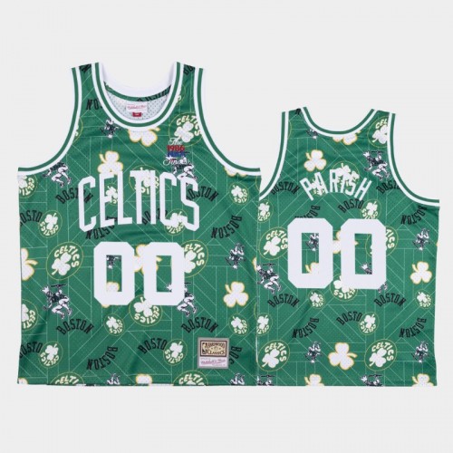 Robert Parish Boston Celtics #00 Green Tear Up Pack Hardwood Classics Jersey