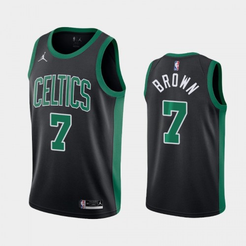Men's Boston Celtics #7 Jaylen Brown 2020-21 Statement Black Jersey