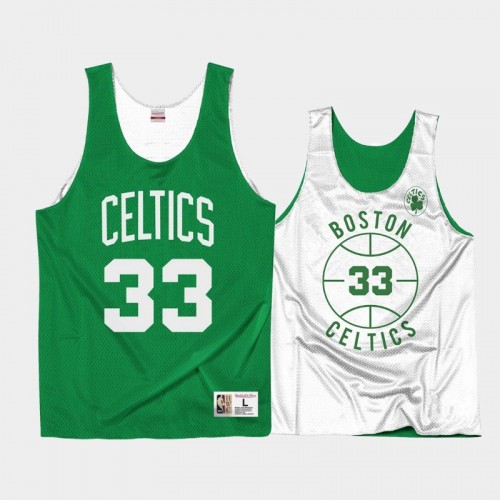 Boston Celtics Larry Bird Men #33 Throwback Reversible Green White Training Jersey