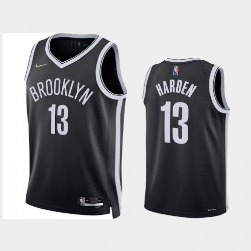 Brooklyn Nets James Harden Men's #13 2021-22 Diamond 75th Anniversary Icon Edition Black Jersey