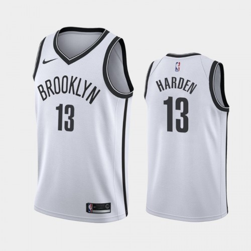 Men's Brooklyn Nets #13 James Harden 2020-21 Association White Jersey