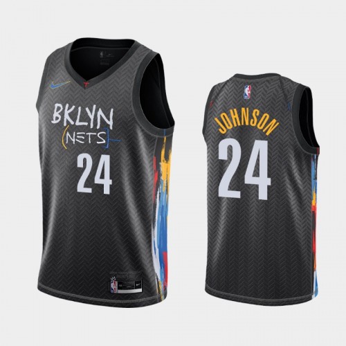 Men's Brooklyn Nets Alize Johnson #24 2021 City Black Jersey