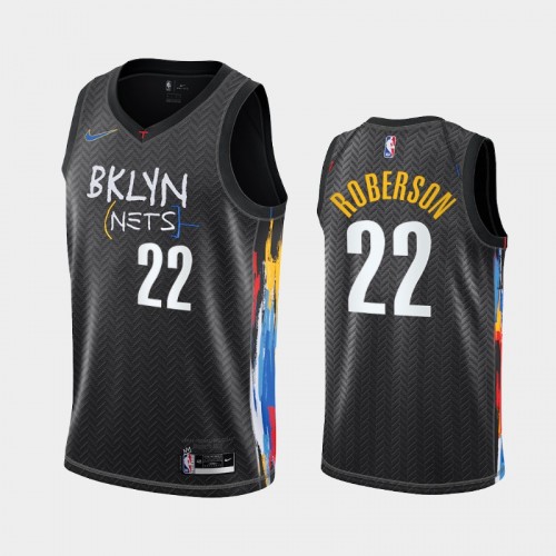 Men Brooklyn Nets #22 Andre Roberson 2020-21 City Edition Black Jersey