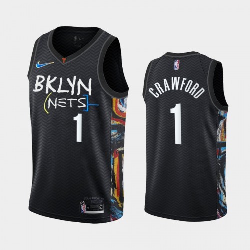 Men Brooklyn Nets #1 Jamal Crawford 2020-21 City Edition Honor Basquiat Black Jersey