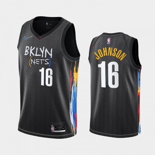 Brooklyn Nets James Johnson Men #16 City Edition 2021 Trade Black Jersey