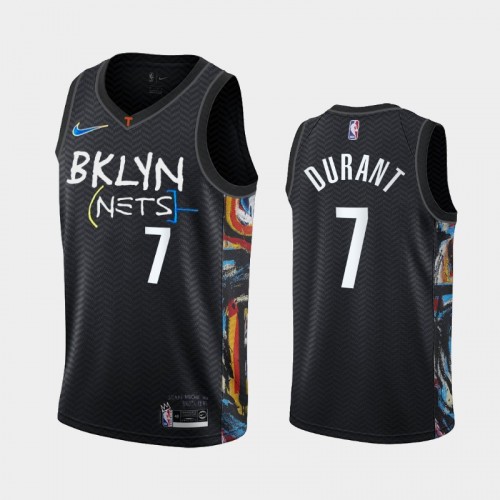 Men Brooklyn Nets #7 Kevin Durant 2020-21 City Edition Honor Basquiat Black Jersey