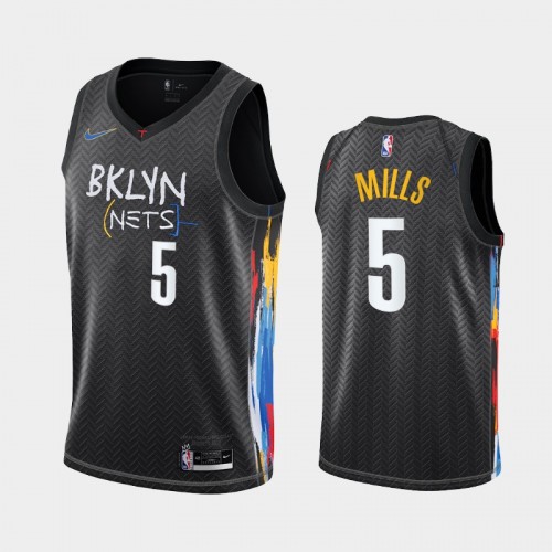 Brooklyn Nets Patty Mills Men #5 City Edition 2021 Trade Black Jersey