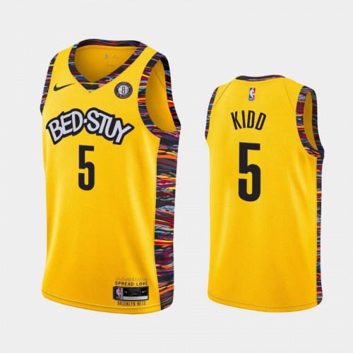 Men's Nets #5 Jason Kidd 2019-20 City Yellow Jersey