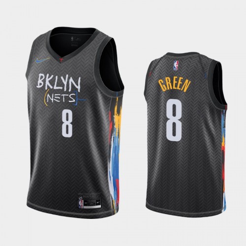 Men's Brooklyn Nets #8 Jeff Green 2020-21 City Black Jersey