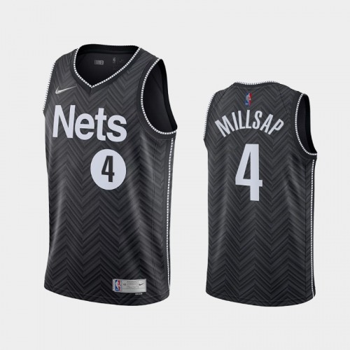 Brooklyn Nets Paul Millsap Men #4 Earned Edition Black Jersey