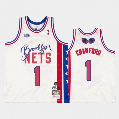 Men's Brooklyn Nets #1 Jamal Crawford White Joey Badass x BR Remix Jersey