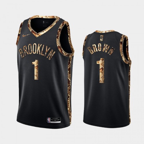 Brooklyn Nets Bruce Brown Men #1 Real Python Skin Black 2021 Exclusive Edition Jersey