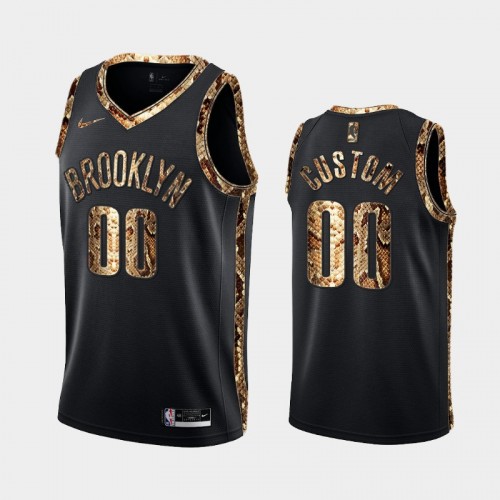 Brooklyn Nets Custom Men #00 Real Python Skin Black 2021 Exclusive Edition Jersey