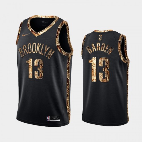 Brooklyn Nets James Harden Men #13 Real Python Skin Black 2021 Exclusive Edition Jersey