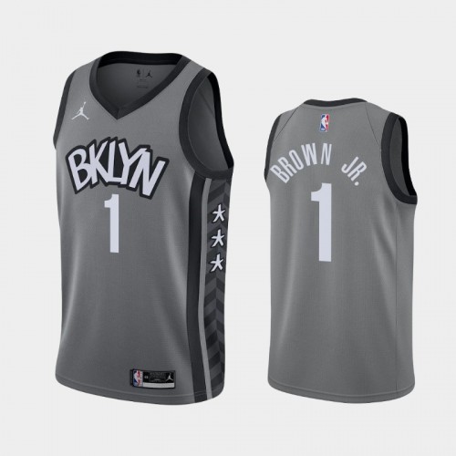 Men's Brooklyn Nets Bruce Brown Jr. #1 2020-21 Statement Gray Jersey