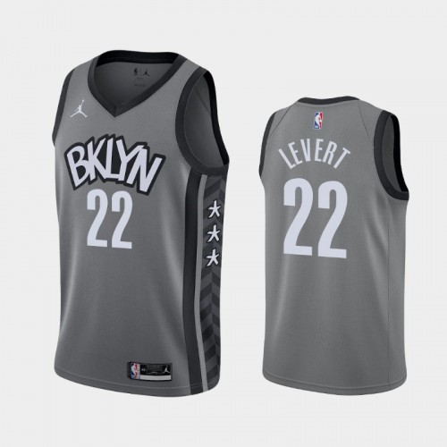 Men's Brooklyn Nets #22 Caris LeVert 2020-21 Statement Gray Jersey