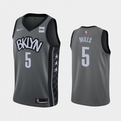 Brooklyn Nets Patty Mills Men #5 Statement Edition 2021 Trade Gray Jersey