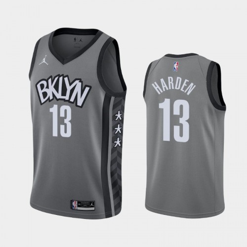 Men's Brooklyn Nets #13 James Harden 2020-21 Statement Gray Jersey