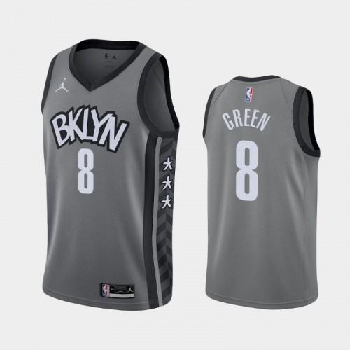 Men's Brooklyn Nets Jeff Green #8 2020-21 Statement Gray Jersey