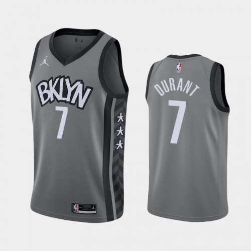 Men's Brooklyn Nets #7 Kevin Durant 2020-21 Statement Gray Jersey