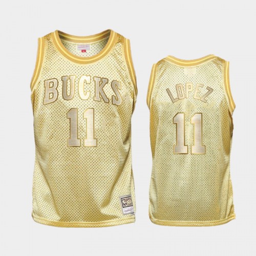 Limited Gold Milwaukee Bucks #11 Brook Lopez Midas SM Jersey