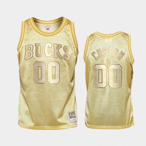 Limited Gold Milwaukee Bucks #00 Custom Midas SM Jersey