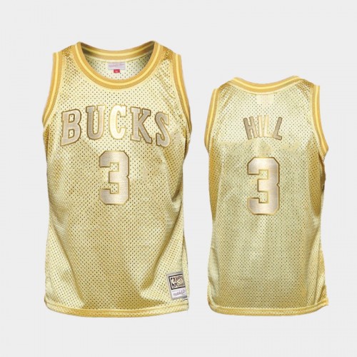 Limited Gold Milwaukee Bucks #3 George Hill Midas SM Jersey