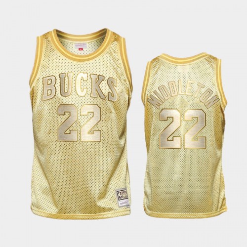 Limited Gold Milwaukee Bucks #22 Khris Middleton Midas SM Jersey