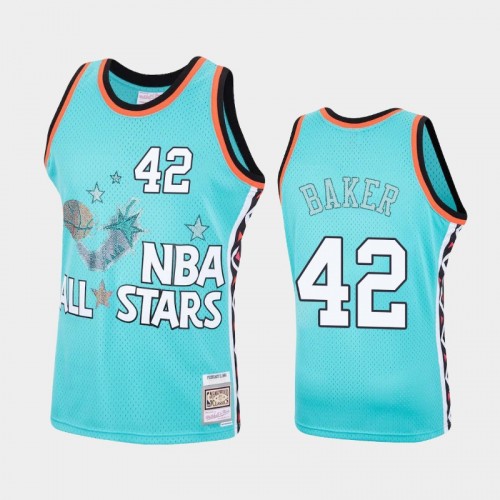 Bucks #42 Vin Baker 1996 All-Star Rhinestone Eastern Teal Jersey